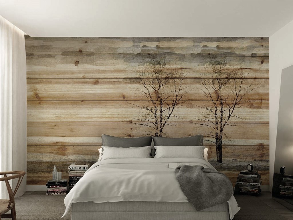 3d素雅北欧现代风格木材纹理电视背景墙