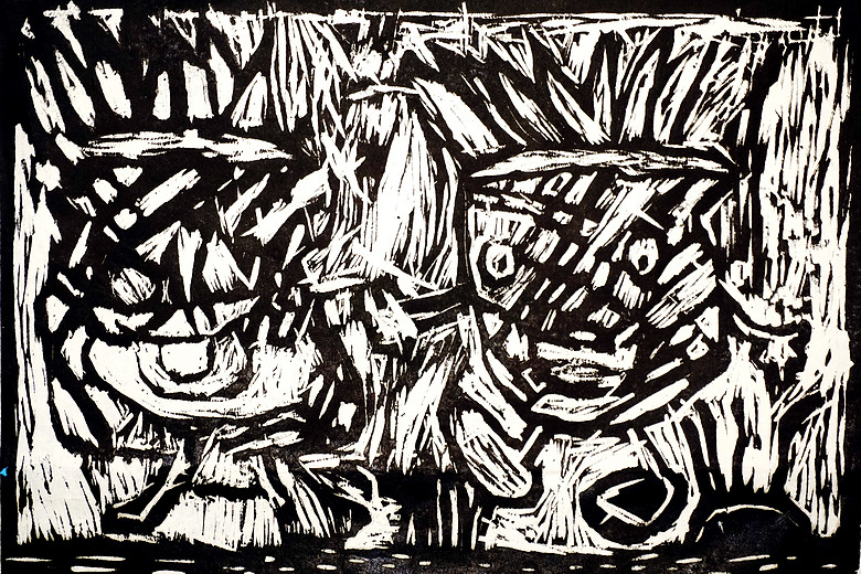 卡通黑白版画