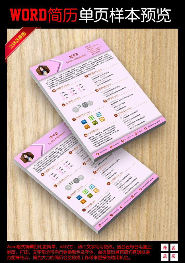 企业公司销售招聘个人求职简历WORD模板(图