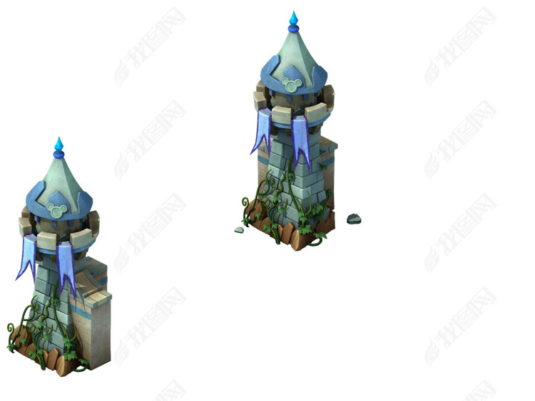 Q版炮台炮塔塔防模型塔防游戏武器图片下载m