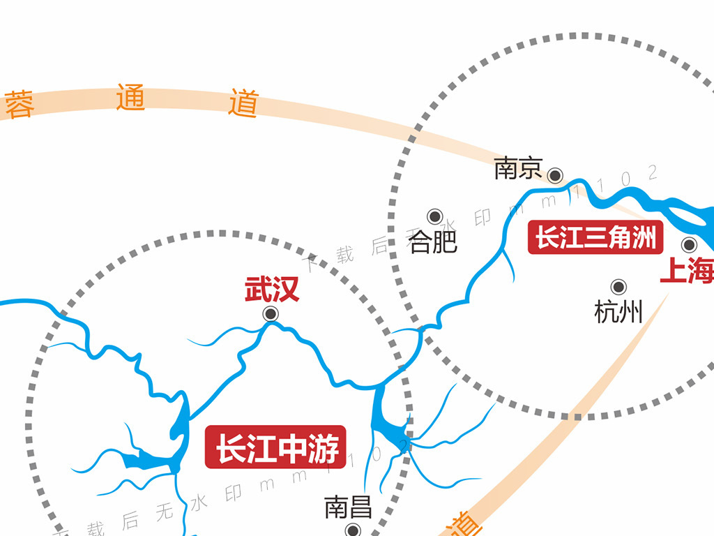 长江经济带发展规划纲要示意图建设地图矢量图片