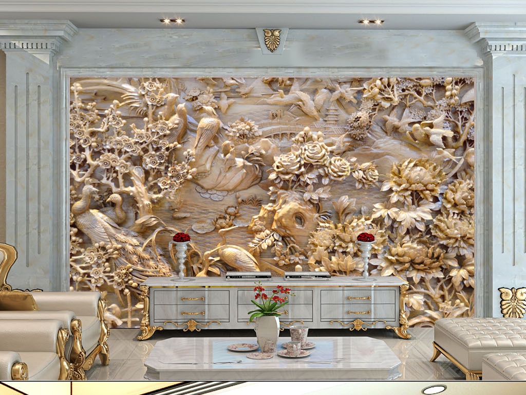 我图网提供精品流行高档百鸟图木雕浮雕壁画背景墙装饰画素材下载,作品模板源文件可以编辑替换,设计作品简介: 高档百鸟图木雕浮雕壁画背景墙装饰画 位图, RGB格式高清大图,使用软件为 Photoshop CS6(.tif不分层)
