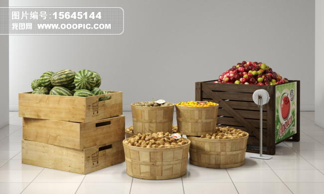 3D模型超市商场水果货架摊位图片设计素材_高