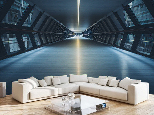 3d立体延伸空间墙纸隧道背景墙壁画(图片编号