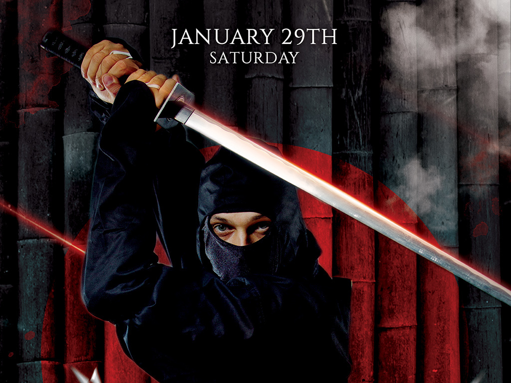 神秘炫酷日本忍者武士剑道创意海报