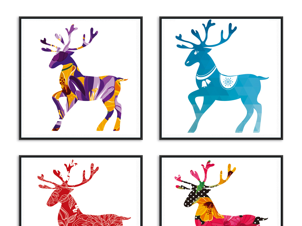 时尚现代北欧麋鹿马鹿油画装饰画