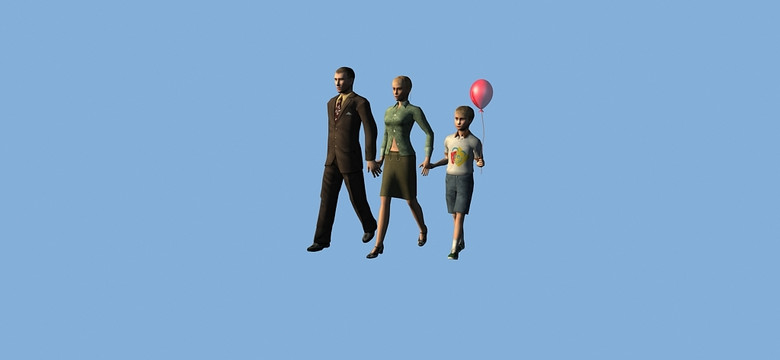 3d人物动画欧洲一家三口人物模型带骨骼