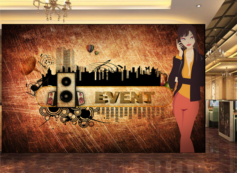 复古风格剪影美女模特服装店工装背景墙(图片