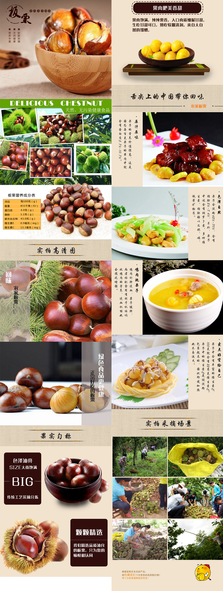 板栗甘栗仁食品食物宝贝详情页模版设计