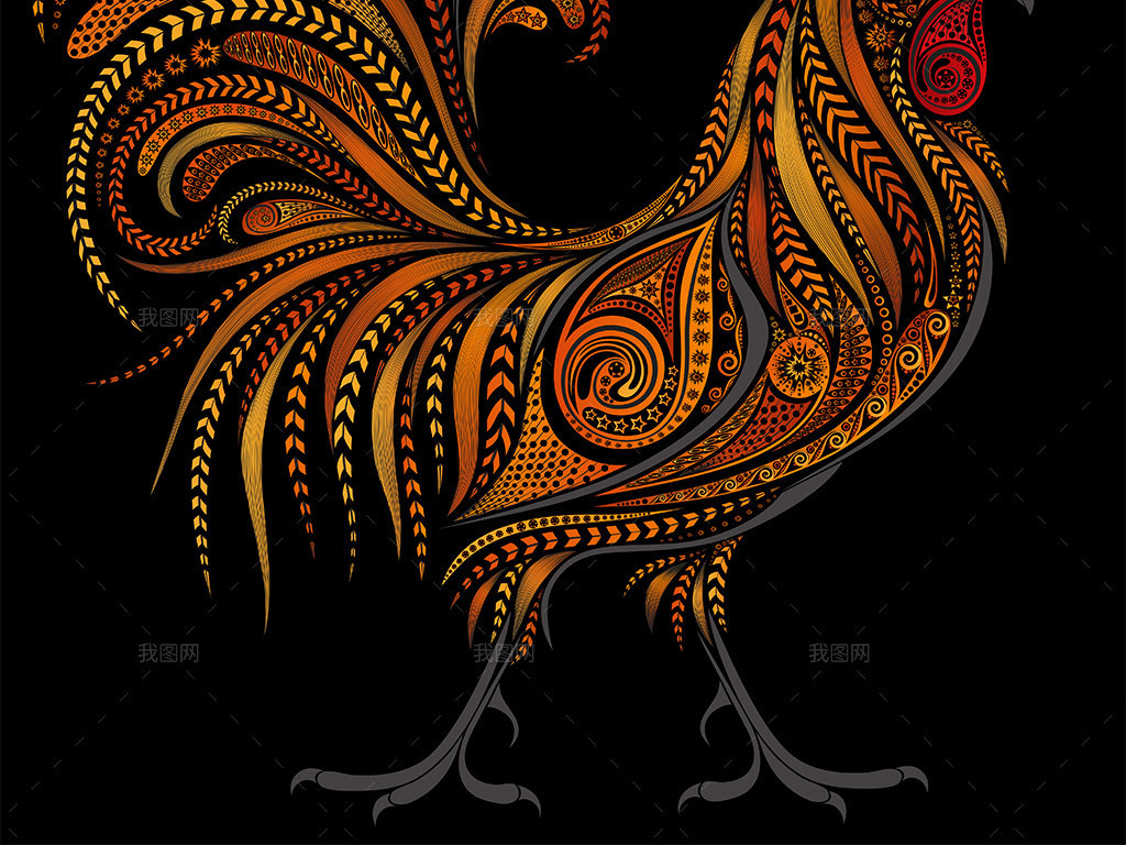 现代插画风格2017鸡年设计素材