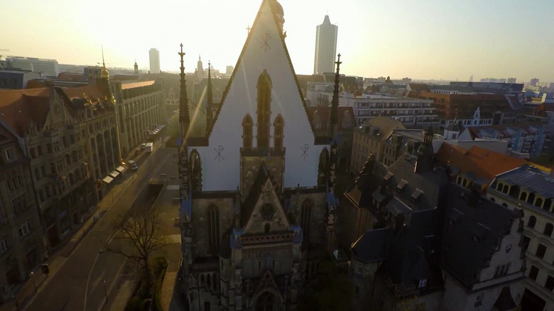 德国莱比锡城市航拍地标建筑风光