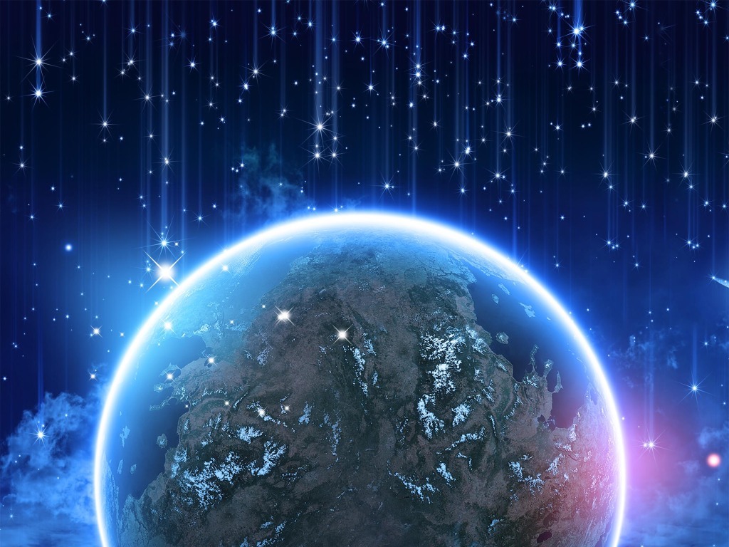 星空美景展板创意地球玄关背景墙图片