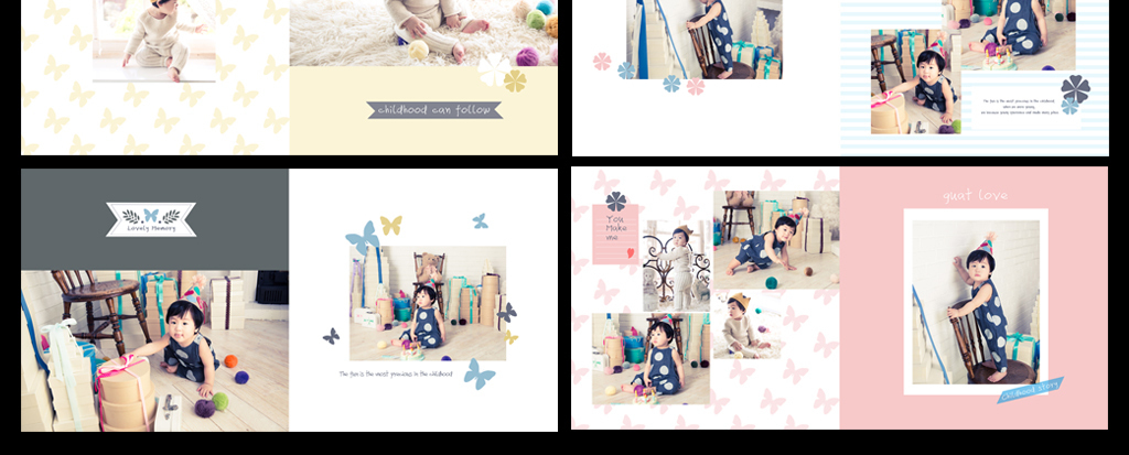 日系风格宝宝周岁纪念册相册设计素材