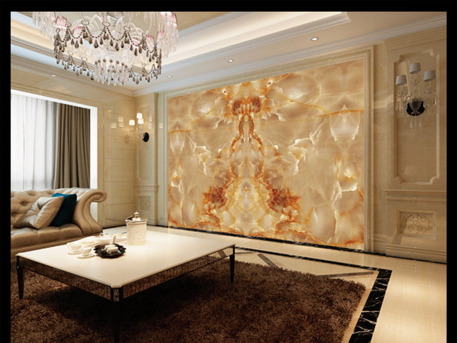 观音坐莲大理石纹欧式电视背景墙(图片编号:1