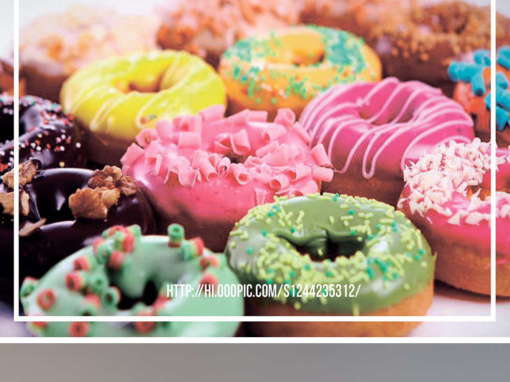 唯美文艺甜品店烘焙坊甜甜圈促销宣传海报