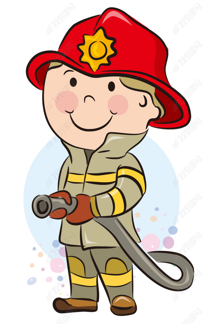 卡通手绘可爱小孩消防员图片下载ai素材