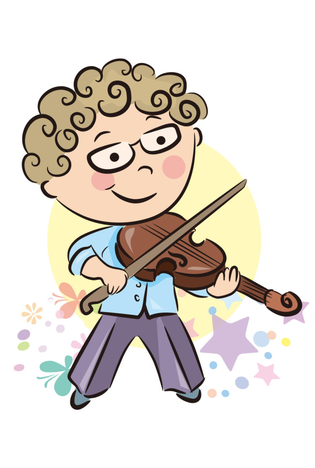 卡通快乐儿童拉小提琴图片素材_ai模板下载(0.29mb)图片