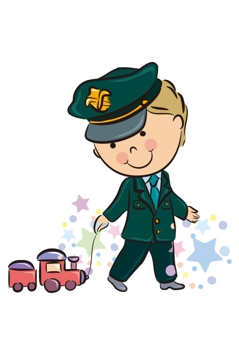 卡通小孩火车乘务员装扮(图片编号:15757040