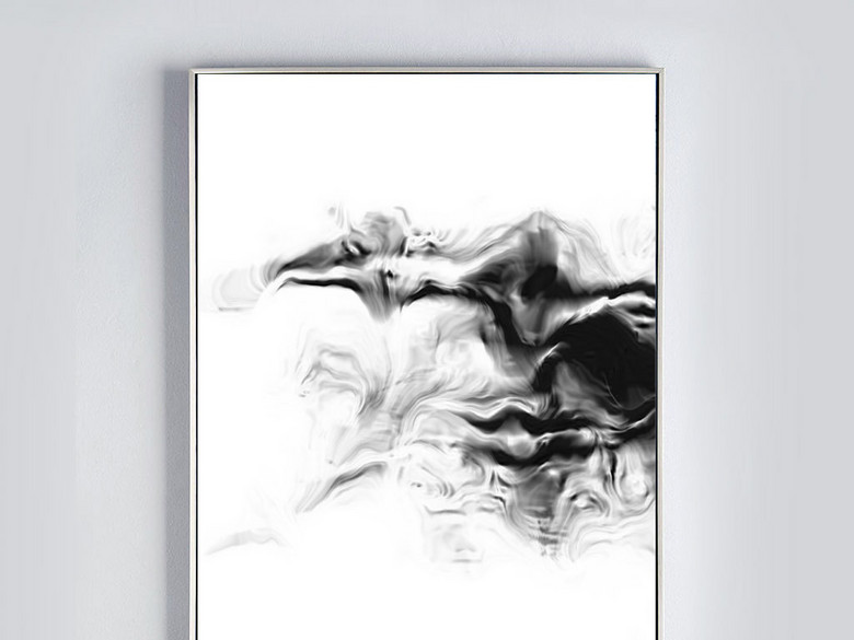 简约水墨新中式意境现代室内书房装饰黑白画(