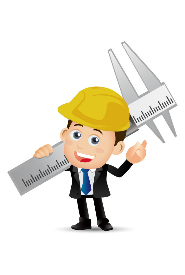 卡通可爱建筑工程师和量尺(图片编号:1576032