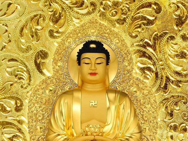 金色南无阿弥陀佛佛像壁画装饰画(图片编号:1