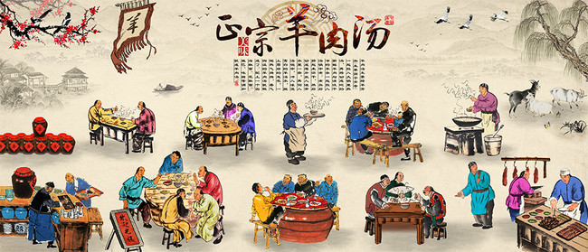 中华美食正宗羊肉汤背景墙(图片编号:15762795)_酒店|餐饮业装饰背景墙_我图网