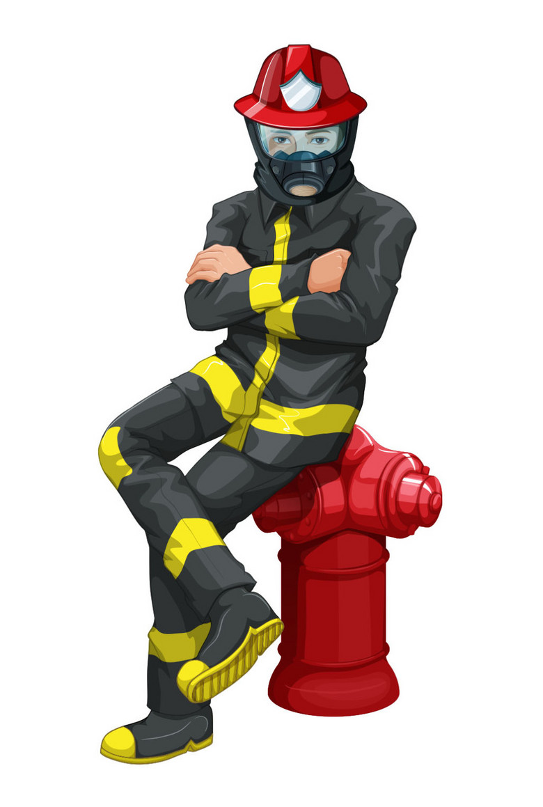 矢量卡通消防员坐在消防栓(图片编号:1576588