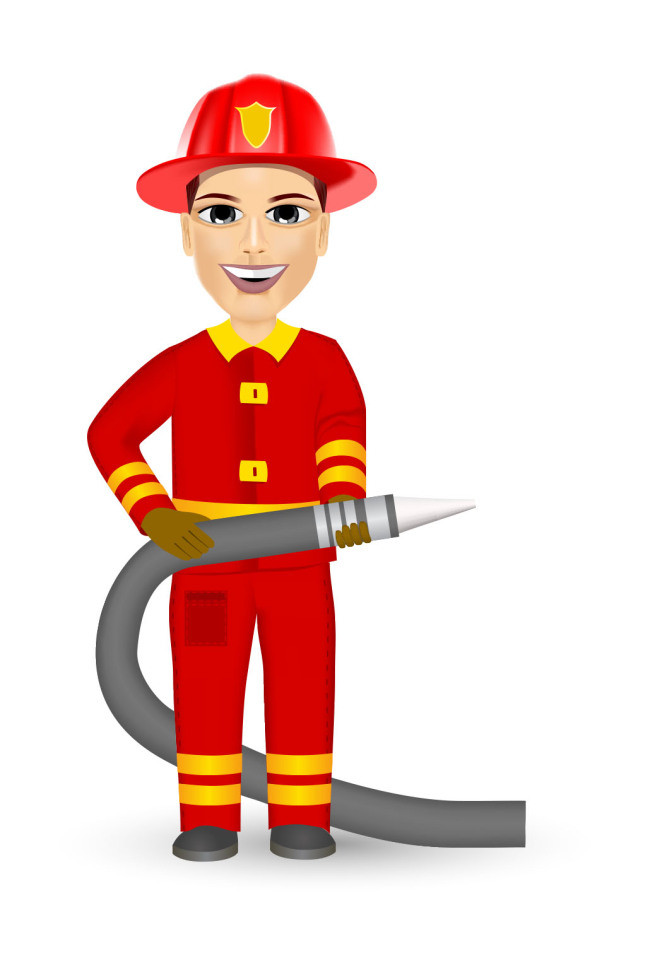 矢量卡通消防员拿水管(图片编号:15765883)