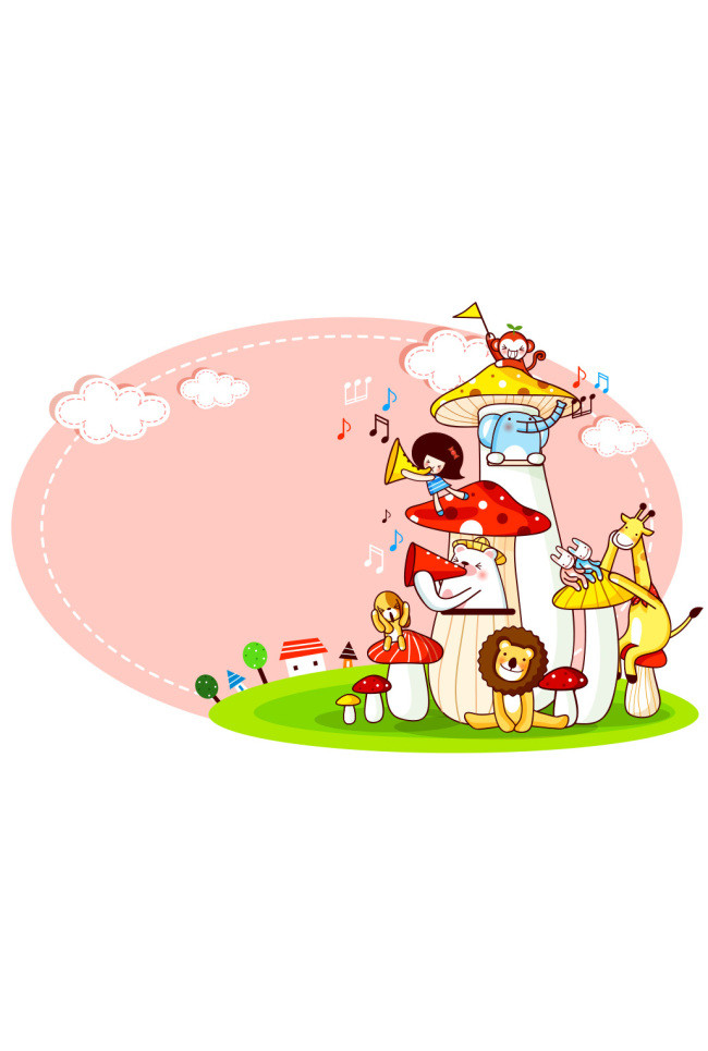 卡通可爱清新粉色框框的小动物(图片编号:157