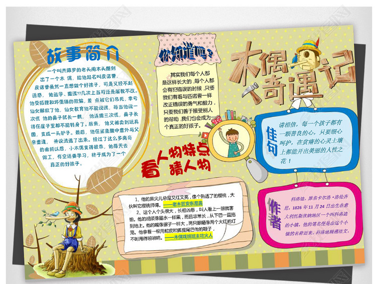 word名著读书读后感木偶奇遇记匹诺曹手抄报