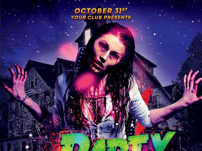 惊悚血腥恐怖僵尸之屋万圣节活动宣传海报(图