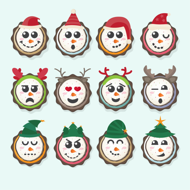 圣诞节雪人表情包矢量素材(图片编号:1578609