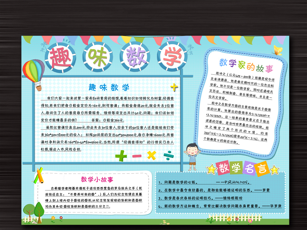 21:54:00 我图网提供精品流行word数学小报空白电子小报通用模板素材图片