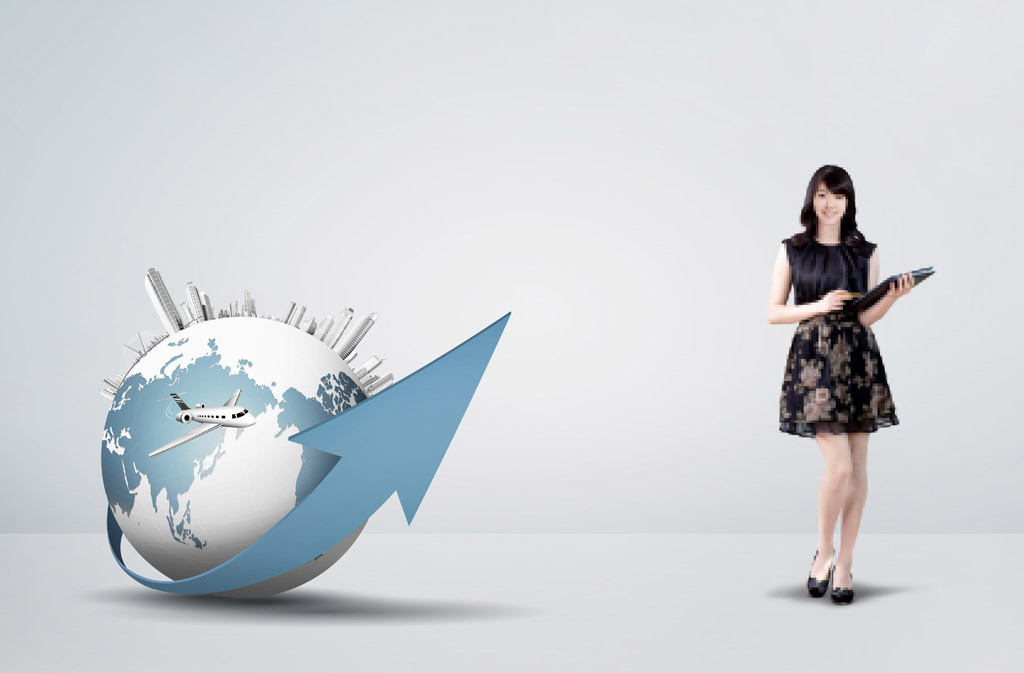 国际旅游商务贸易外贸公司企业文化形象墙