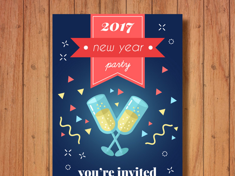新年酒会邀请函背景矢量素材(图片编号:15804