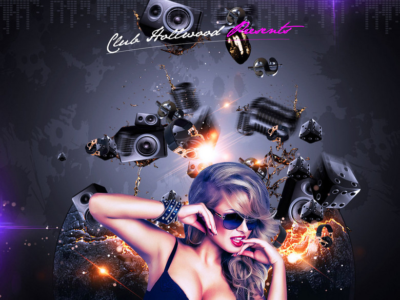 爆炸刺激疯狂电音之夜海报PSD模板(图片编号