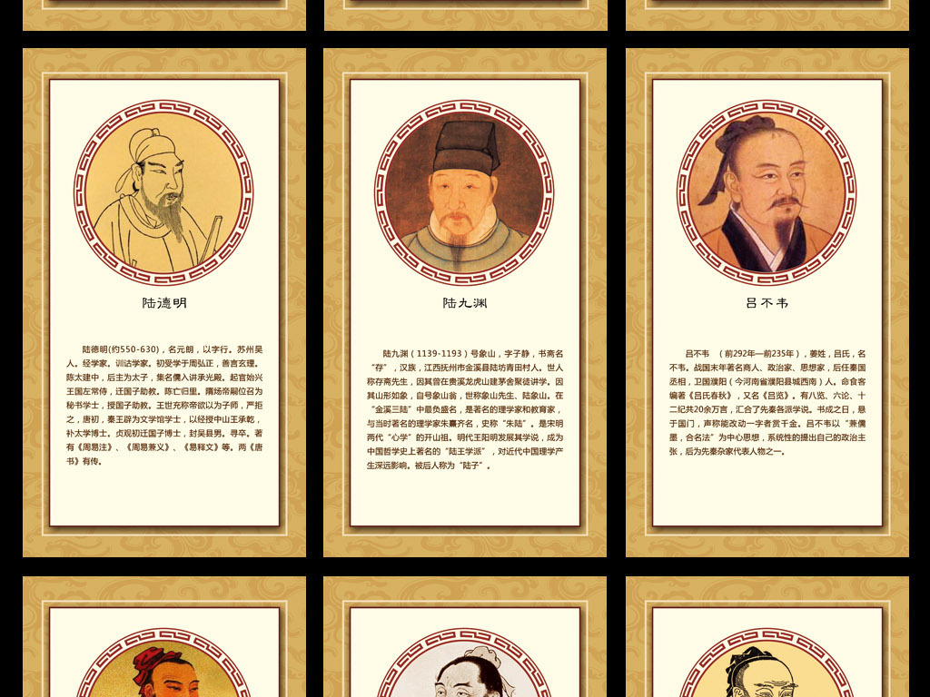 中国古代历史名人校园文化展板海报
