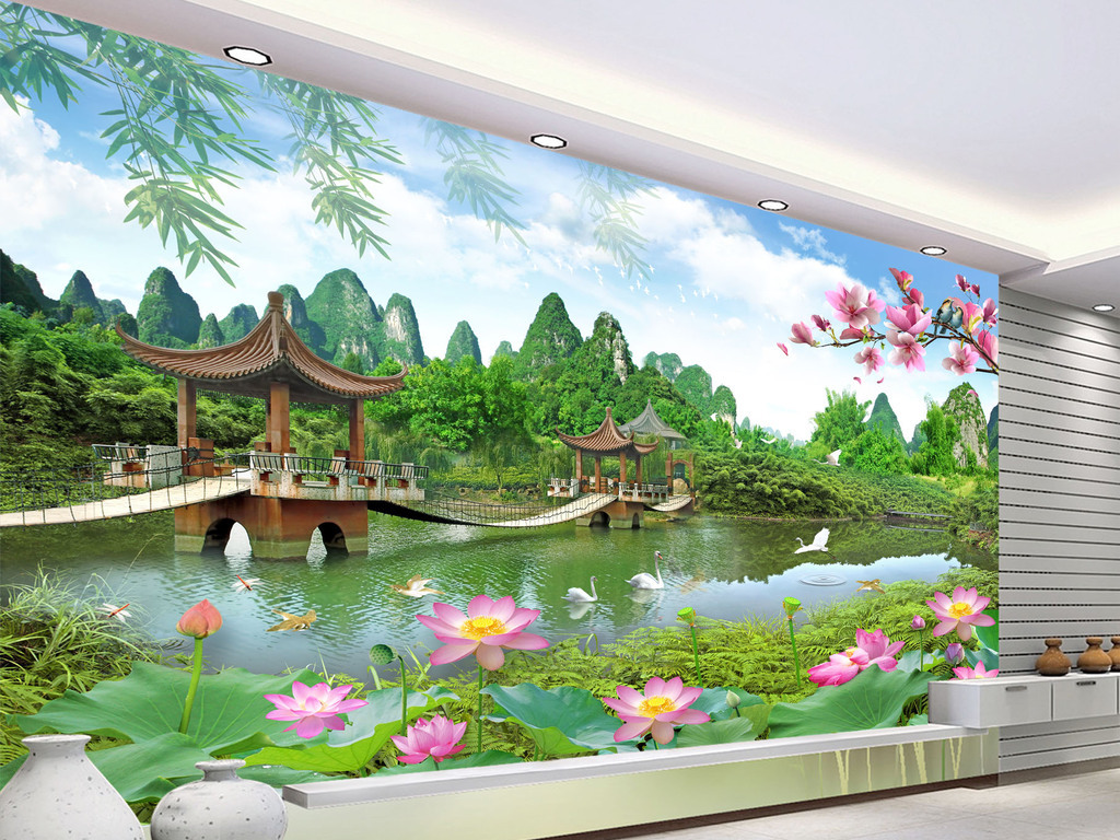 电视背景墙壁画 装修 墙纸 壁纸 墙贴 玉兰花 客厅 荷塘 工装背景墙 酒店 餐厅 宾馆 山水 电视背景 桂林山水 花鸟 江南 风景画 江南山水 电视 山水背景 桂林山水风景画 荷花 竹子 柳树 仙鹤 天鹅 凉亭 中式 洋楼 别墅 山清水秀 流水生财 风景如画 山水画 高清图片