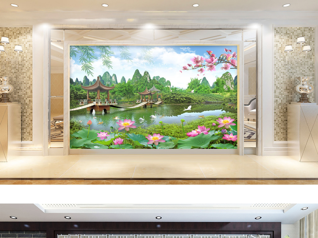 电视背景墙壁画 装修 墙纸 壁纸 墙贴 玉兰花 客厅 荷塘 工装背景墙 酒店 餐厅 宾馆 山水 电视背景 桂林山水 花鸟 江南 风景画 江南山水 电视 山水背景 桂林山水风景画 荷花 竹子 柳树 仙鹤 天鹅 凉亭 中式 洋楼 别墅 山清水秀 流水生财 风景如画 山水画 高清图片