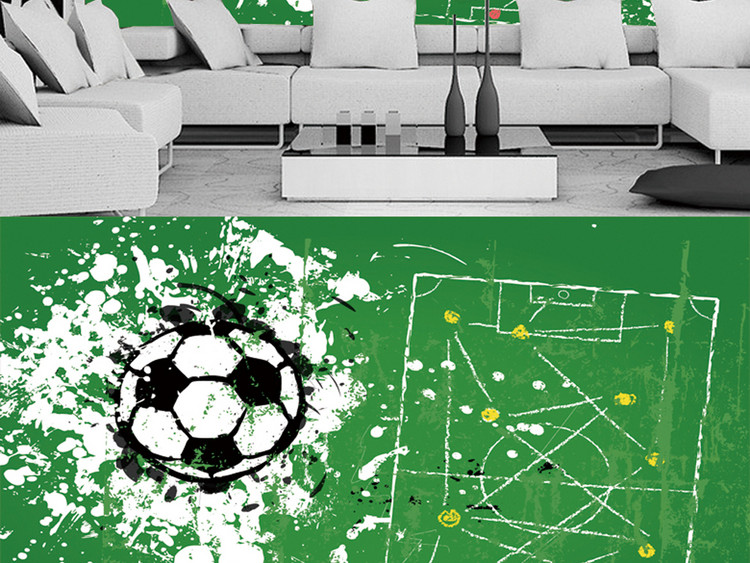 3D世界杯足球绘画背景墙饰装