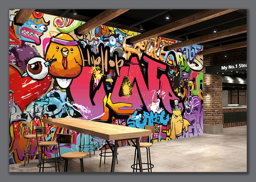 字母涂鸦酒吧KTV背景墙