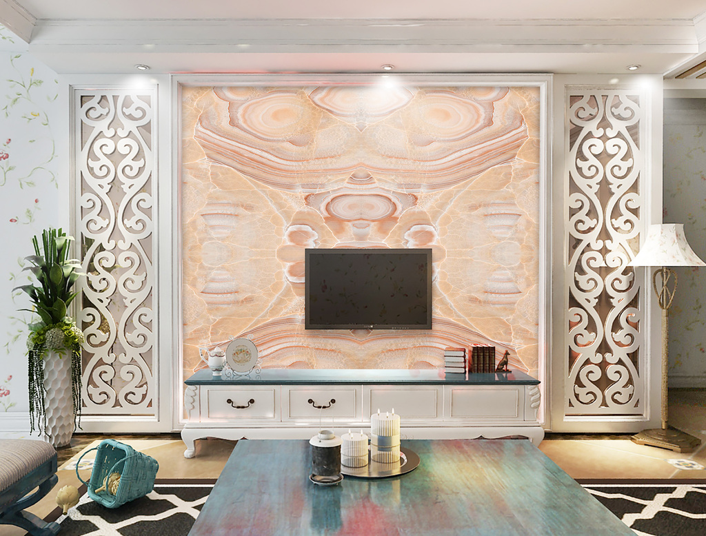 凹凸不平波浪纹电视背景|波浪曲线条纹无纺布墙纸