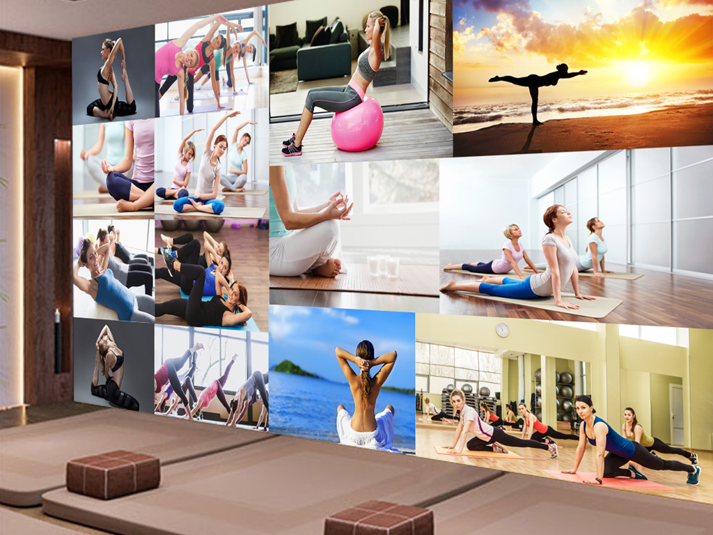 高清健身健美美女瑜伽馆照片墙背景墙