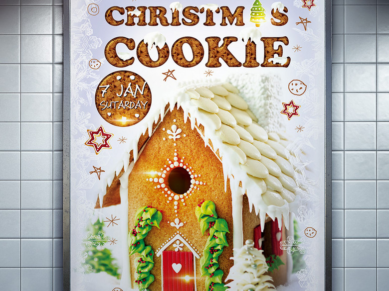 甜品店烘焙坊圣诞节促销活动psd宣传海报(图片