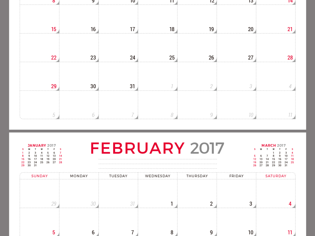 2017年带周期日历表图片