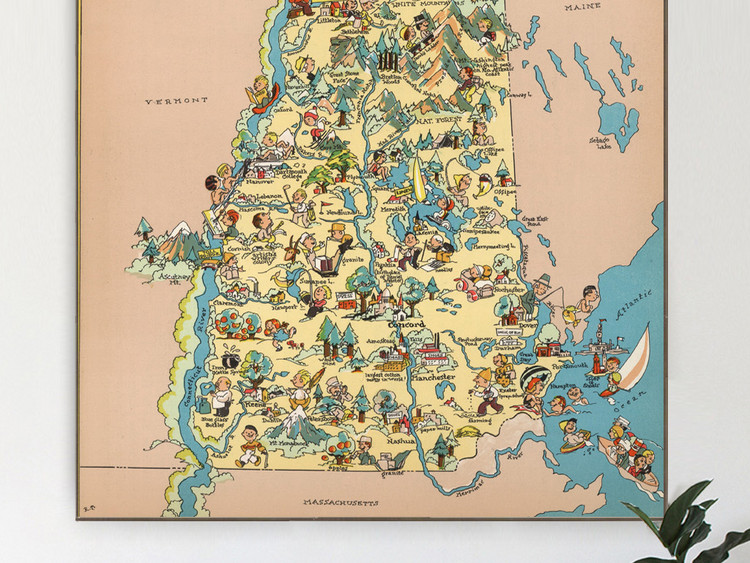 1935年出版新罕布什尔州地图装饰画(图片编号