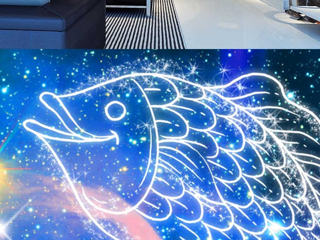 唯美梦幻星空12星座天顶壁画图片