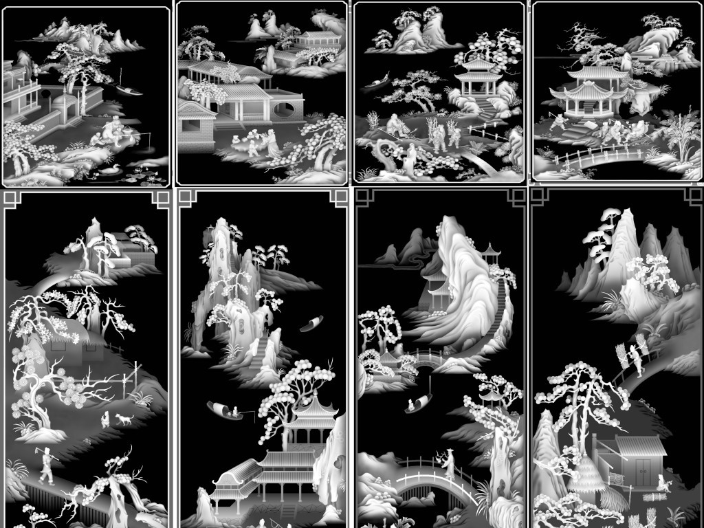 【本作品下载内容为:"精雕精品山水顶箱柜鱼樵耕读JDP灰度图"模板,其他内容仅为参考,如需印刷成实物请先认真校稿,避免造成不必要的经济损失。】 【声明】未经权利人许可,任何人不得随意使用本网站的原创作品(含预览图),否则将按照我国著作权法的相关规定被要求承担最高达50万元人民币的赔偿责任。