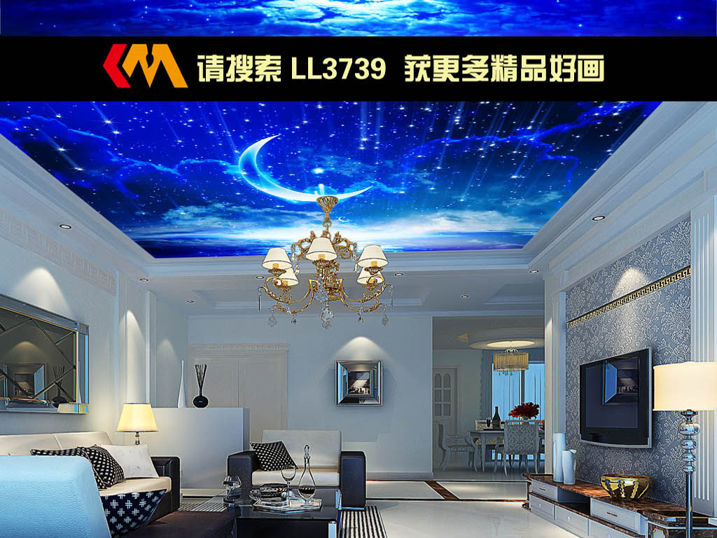 我图网提供精品流行唯美梦幻月亮浪漫星空吊顶壁画素材下载,作品模板源文件可以编辑替换,设计作品简介: 唯美梦幻月亮浪漫星空吊顶壁画 位图, RGB格式高清大图,使用软件为 Photoshop CS6(.tif不分层)