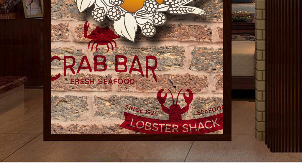 3D砖墙快餐店海鲜店啤酒工装玄关